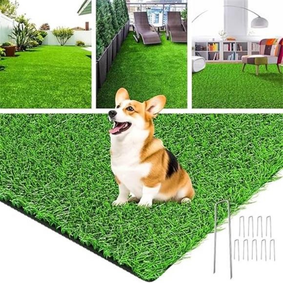 Realistic Artificial Grass Rug, Dog Grass Mat w/ Drainage Holes, 3 Feet x 5 Feet - Picture 7 of 7